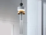 Dəmir və şüşəli asma işıq, boz, qızılı 9102B - Image 4