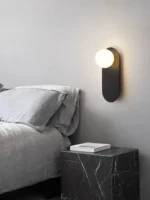 Metal və şüşə material qara divar işığı W2089 - Image 2
